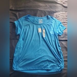 NWT women1x blue tee shirred cinched sides